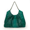 FAREESA (Small) Emerald Green Gold Chain Python Shoulder Bag