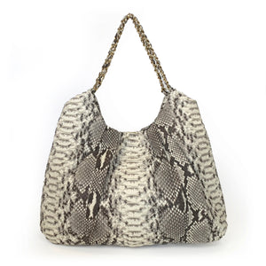 FAREESA (Small) Natural Python Gold Chain Shoulder Bag