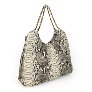 FAREESA (Small) Natural Python Gold Chain Shoulder Bag