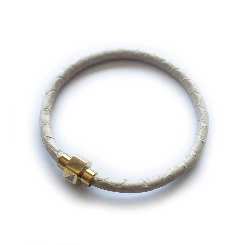 BEIGE PYTHON LEATHER BRACELET For Her By LAYKH