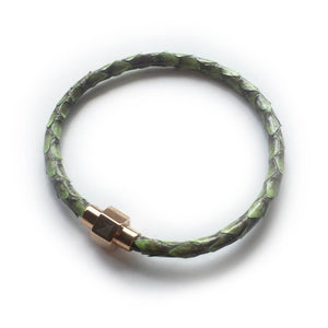 GRASS GREEN PYTHON LEATHER BRACELET For Her by LAYKH