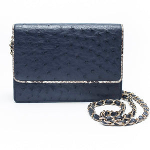 LEX Navy Blue Ostrich Cross Body Clutch Bag by LAYKH