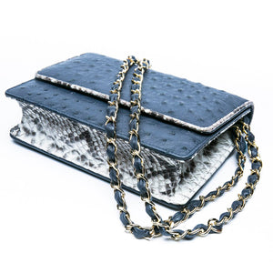 LEX Navy Blue Ostrich Cross Body Clutch Bag by LAYKH