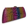 MEGHAN Multi Yellow Pink Blue Python Clutch By LAYKH