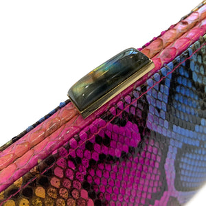 MEGHAN Multi Yellow Pink Blue Python Clutch By LAYKH