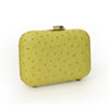 MONIKA Yellow Ostrich Minaudiere Box Clutch