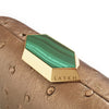MONIKA Bronze Ostrich Minaudiere Box Clutch