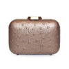 MONIKA Bronze Ostrich Minaudiere Box Clutch