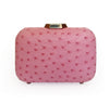 MONIKA Pink Ostrich Minaudiere Box Clutch