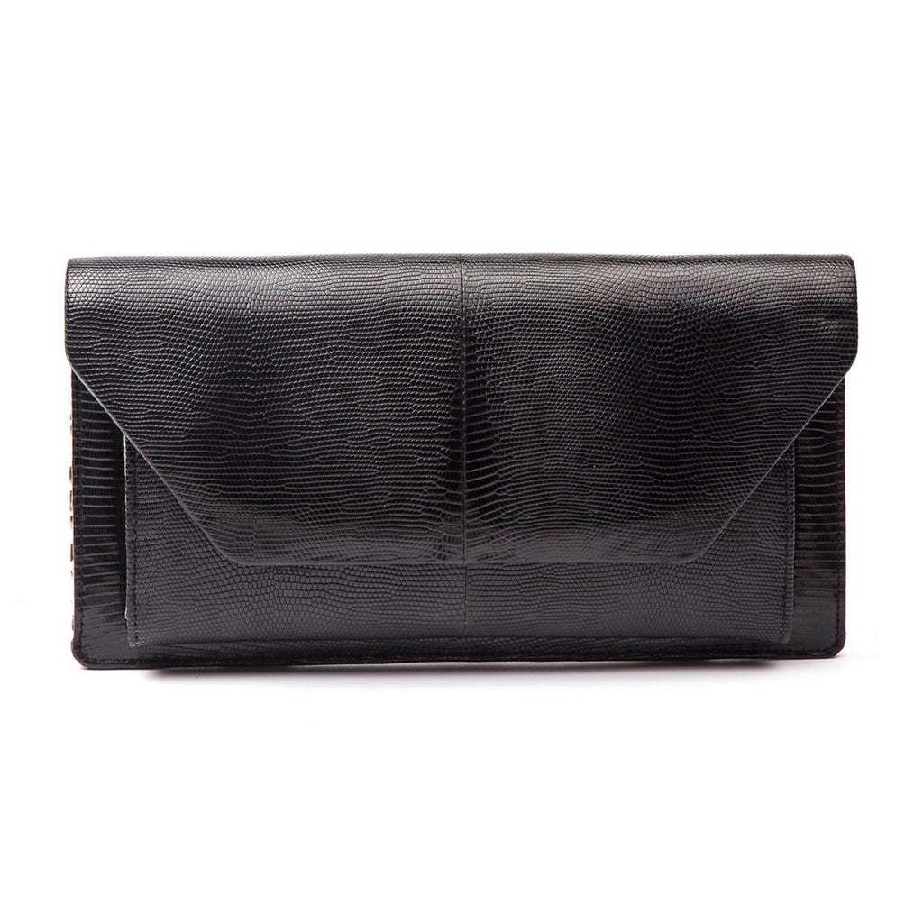 NICO Black Lizard Clutch Bag by LAYKH
