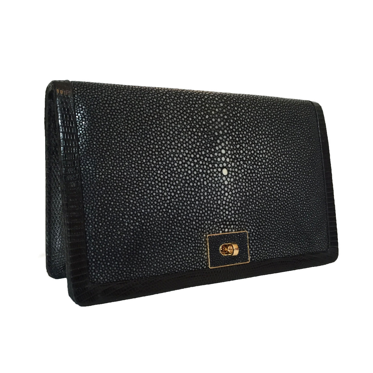 Large black clutch bag top