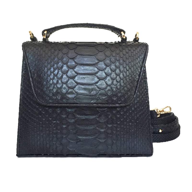 SUE Mini Black Python Tote and Cross Body Bag by LAYKH